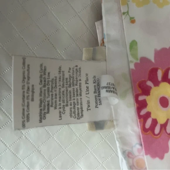 Pottery Barn Kids Floral Sheet Set - Pink, Red, Green - Picture 2 of 3